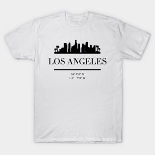 LOS ANGELES CALIFORNIA BLACK SILHOUETTE SKYLINE ART T-Shirt